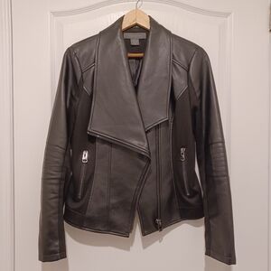 Black Faux Leather Jacket - Suzy Sheir